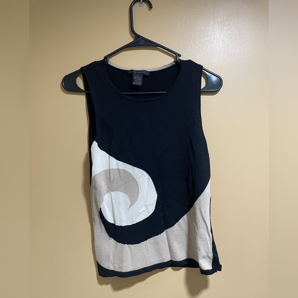 The Limited Black and Cream Swirl Tank Top